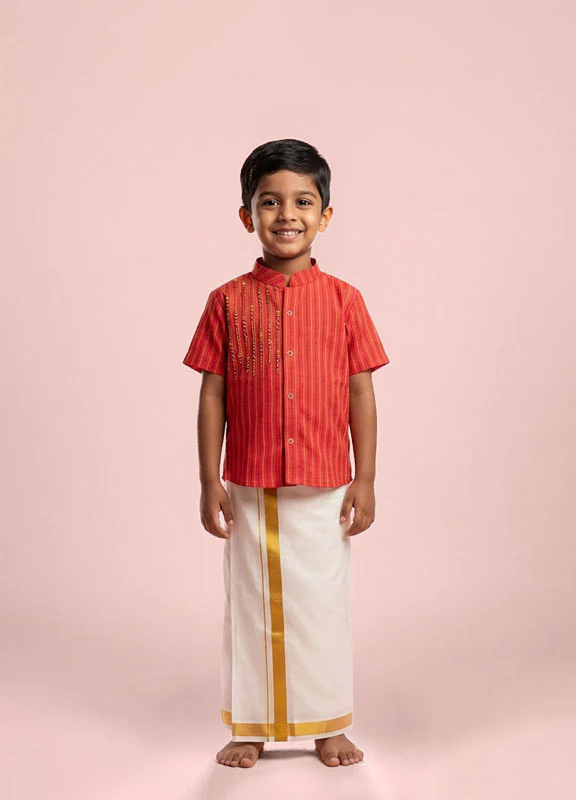 Red Kurta Shirt & Vesti Set